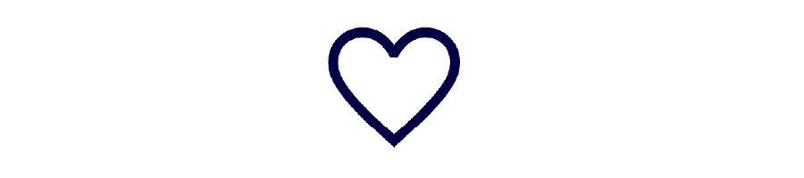 Simple outline of a heart in dark blue.