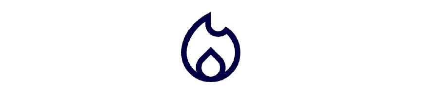 Simple flame icon in dark blue.
